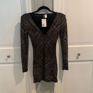 h&m divided long sleeve party dress